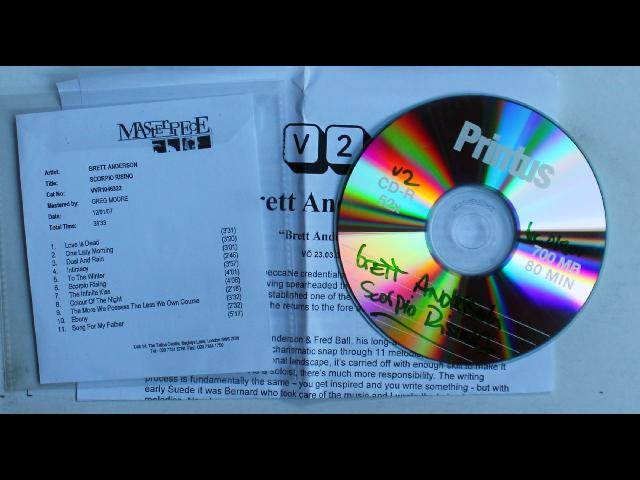 Brett Anderson Scorpio Rising (Brett Anderson) Ger/UK Adv CDR 2007 + PR-Insert